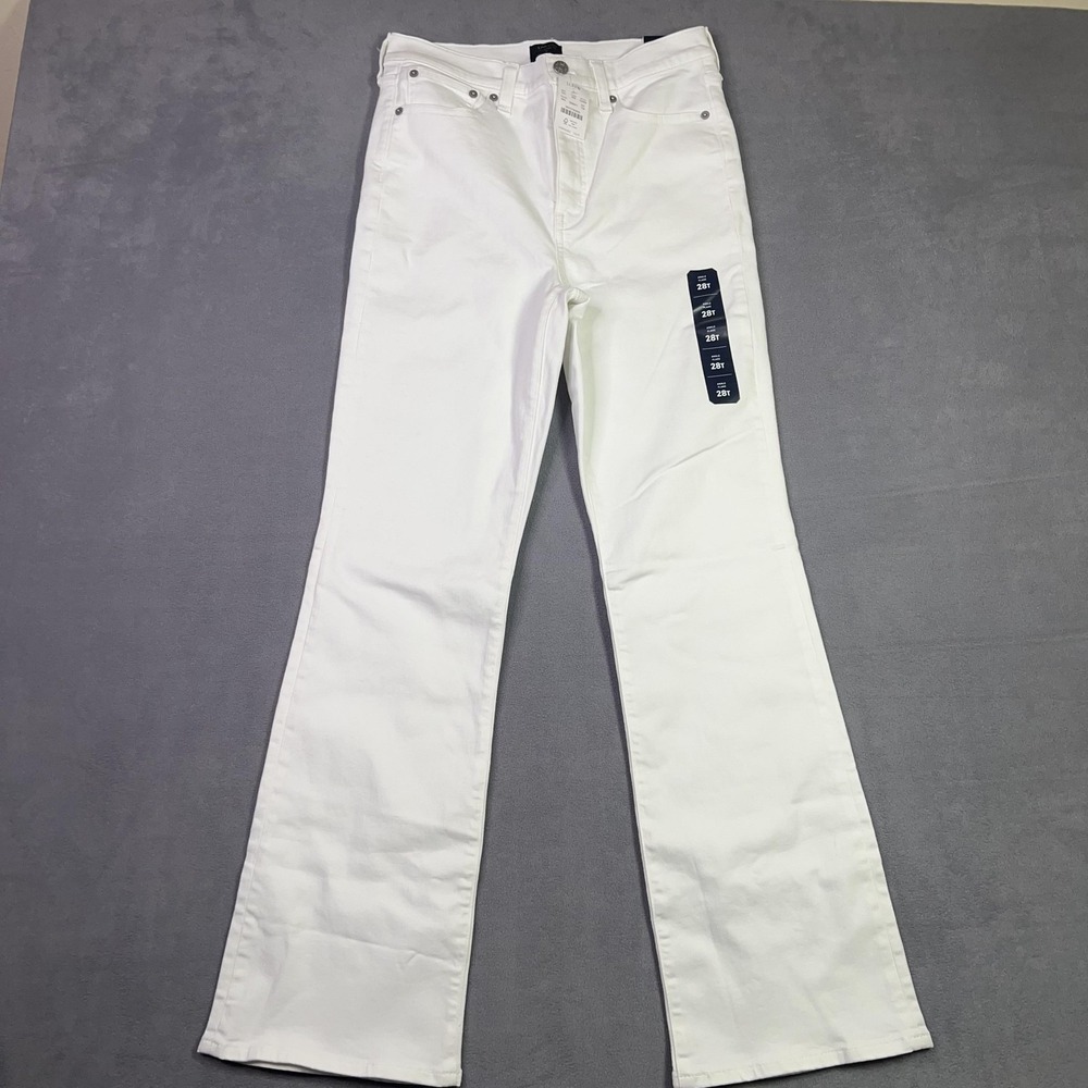 J.Crew Ankle Flare Jeans‎ Women 28T Tall White High Rise Stretch Denim Nautical